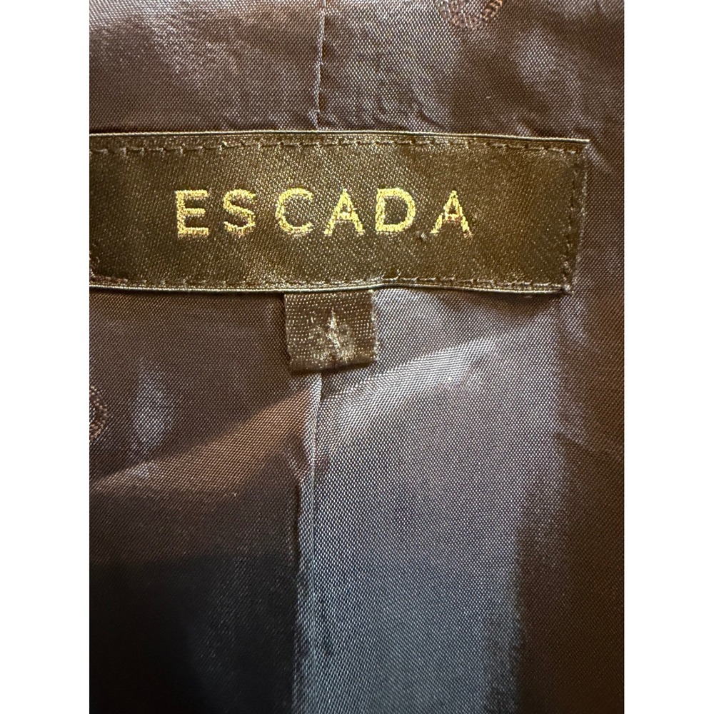 Escada Navy Blue Polka Dot Silk‎ Blend Double Breasted Shawl Collar Jacket 38 - Picture 2 of 16